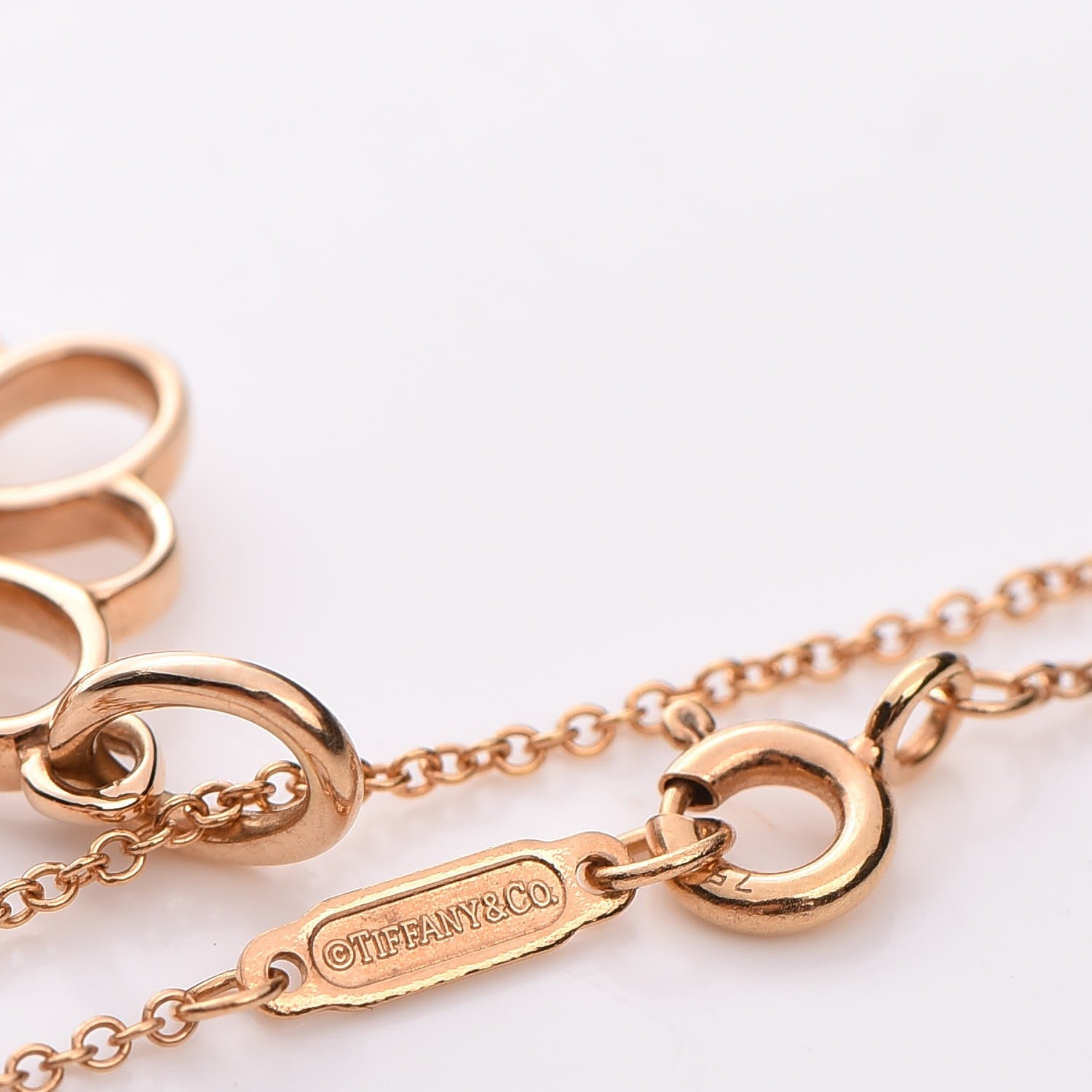 Tiffany 18K Rose Gold Knot Key Pendant Necklace 8 of 8