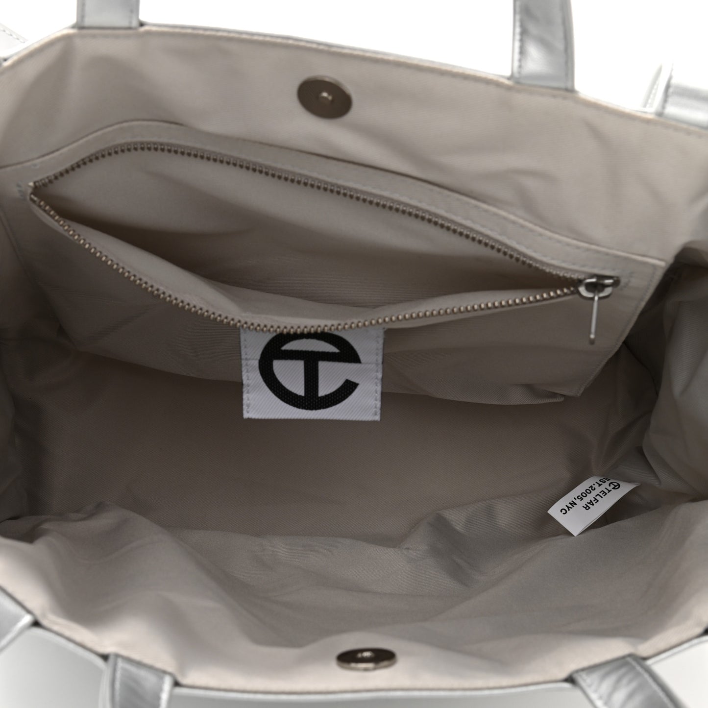 Metallic Vegan Leather Medium Shopping Bag Silver
