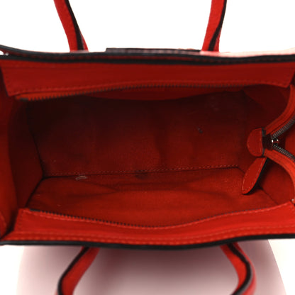 Celine Drummed Calfskin Nano Luggage Coquelicot 4 of 6