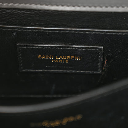 Saint Laurent Kid Suede Smooth Calfskin Mini Classic Monogram Cassandra Top Handle Dark Smog 2 of 13