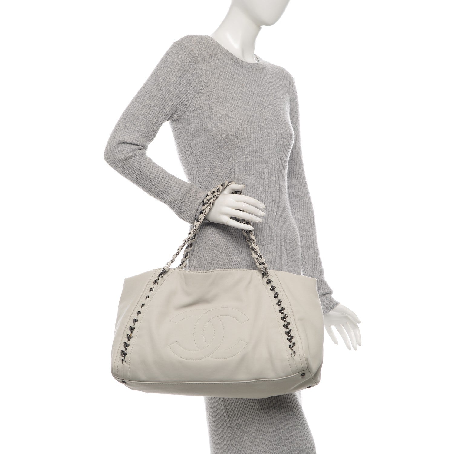 Chanel Calfskin Large East West Modern Chain Tote White 2 of 11