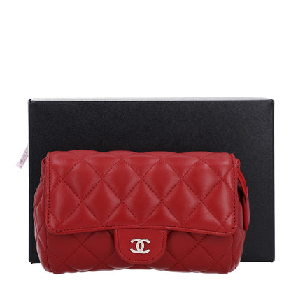Chanel Lambskin Quilted Flap Cosmetic Case Red 11 of 11
