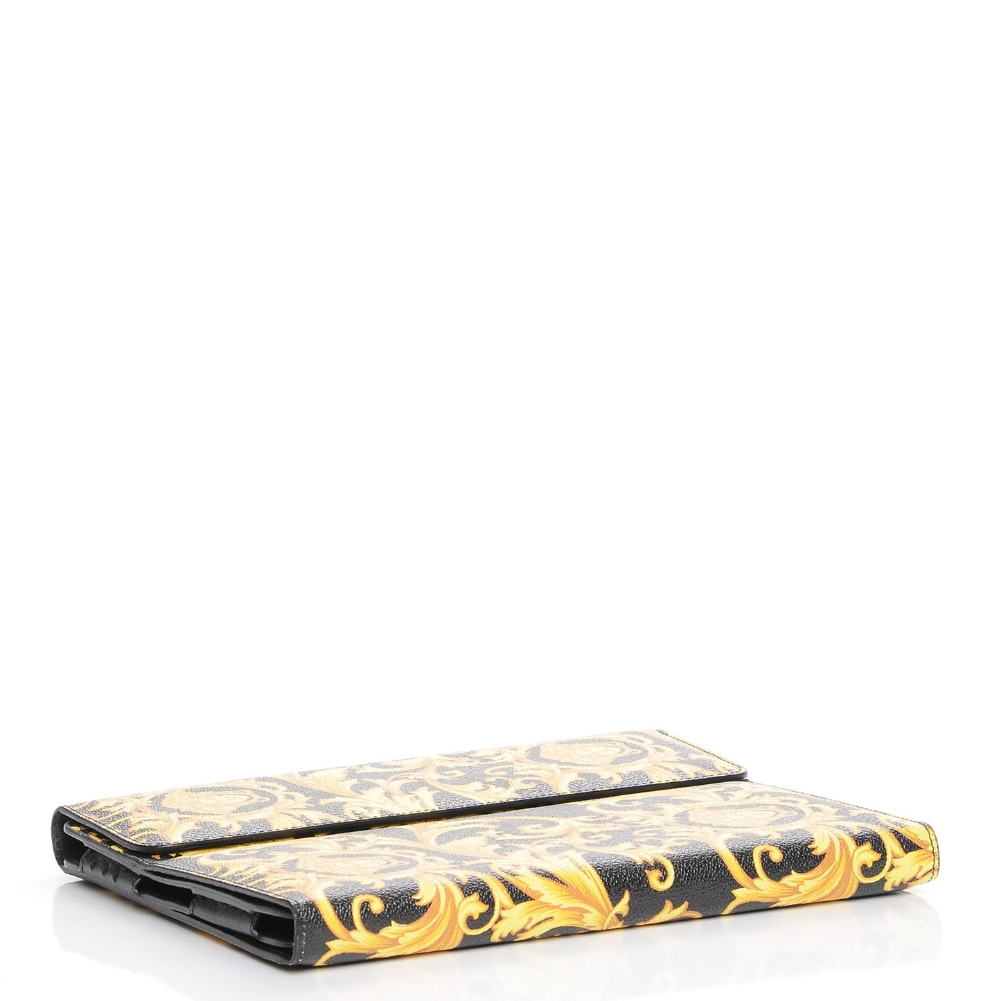 Calfskin PVC Barocco Printed Ipad Case Black Gold