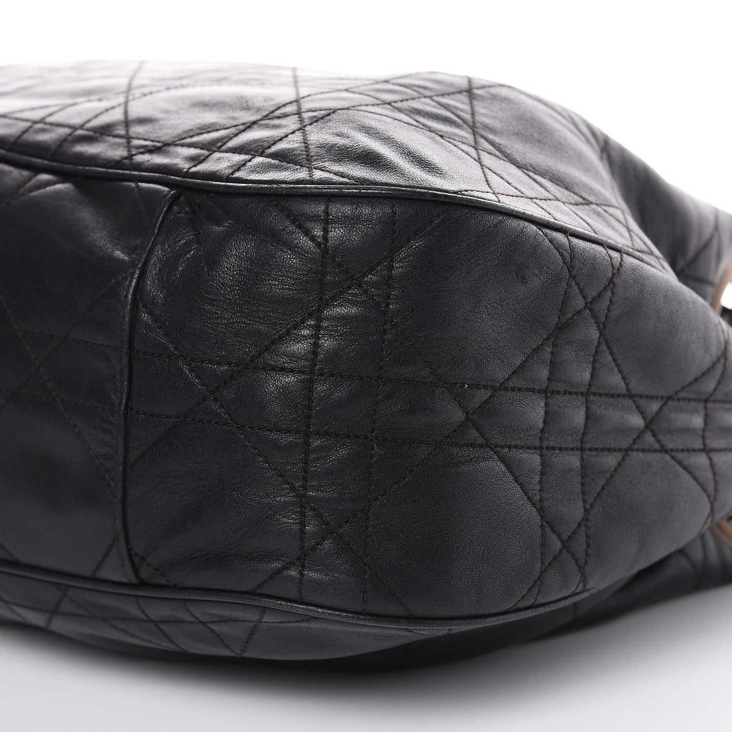 Lambskin Cannage Drawstring Bag Black