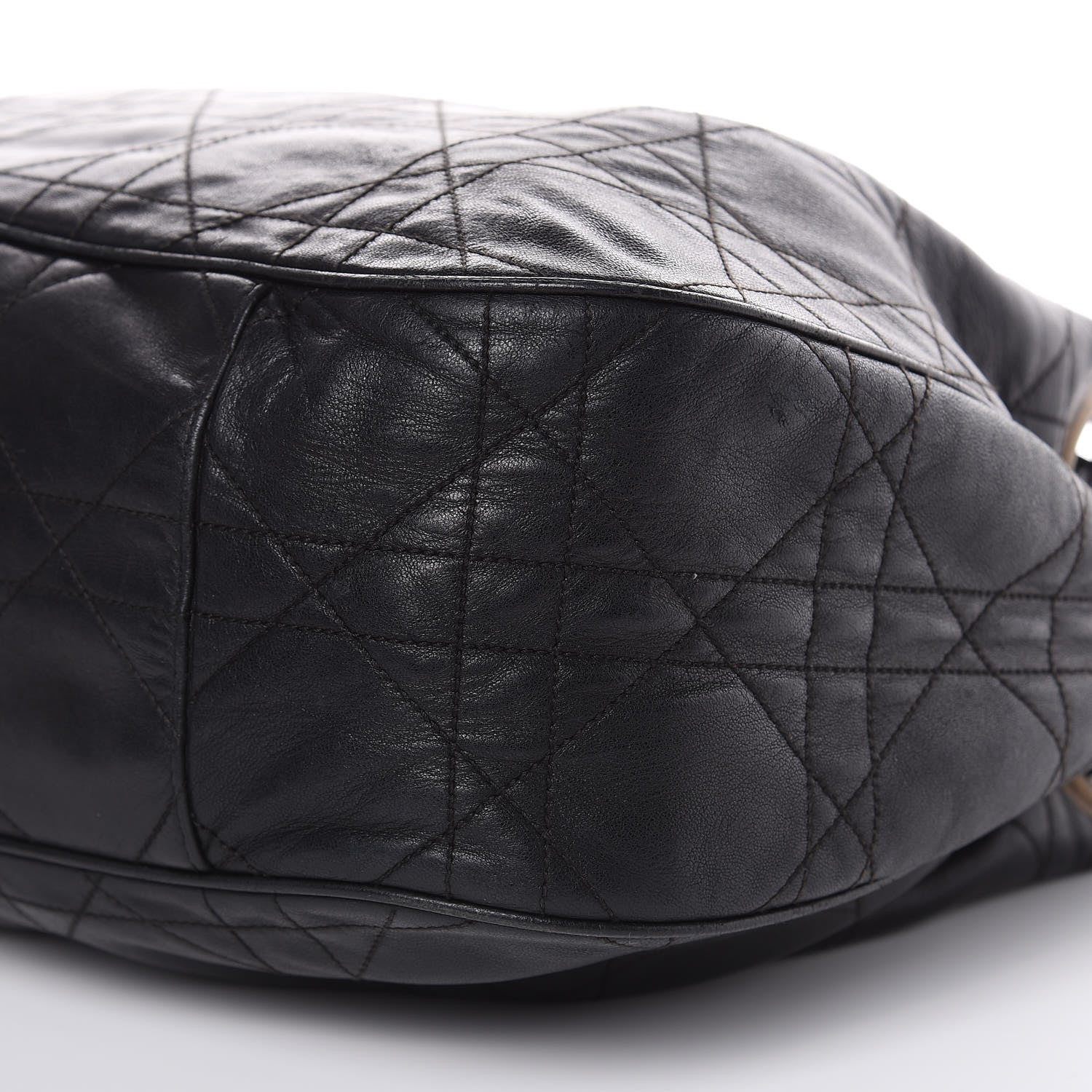 Christian Dior Lambskin Cannage Drawstring Bag Black 7 of 18