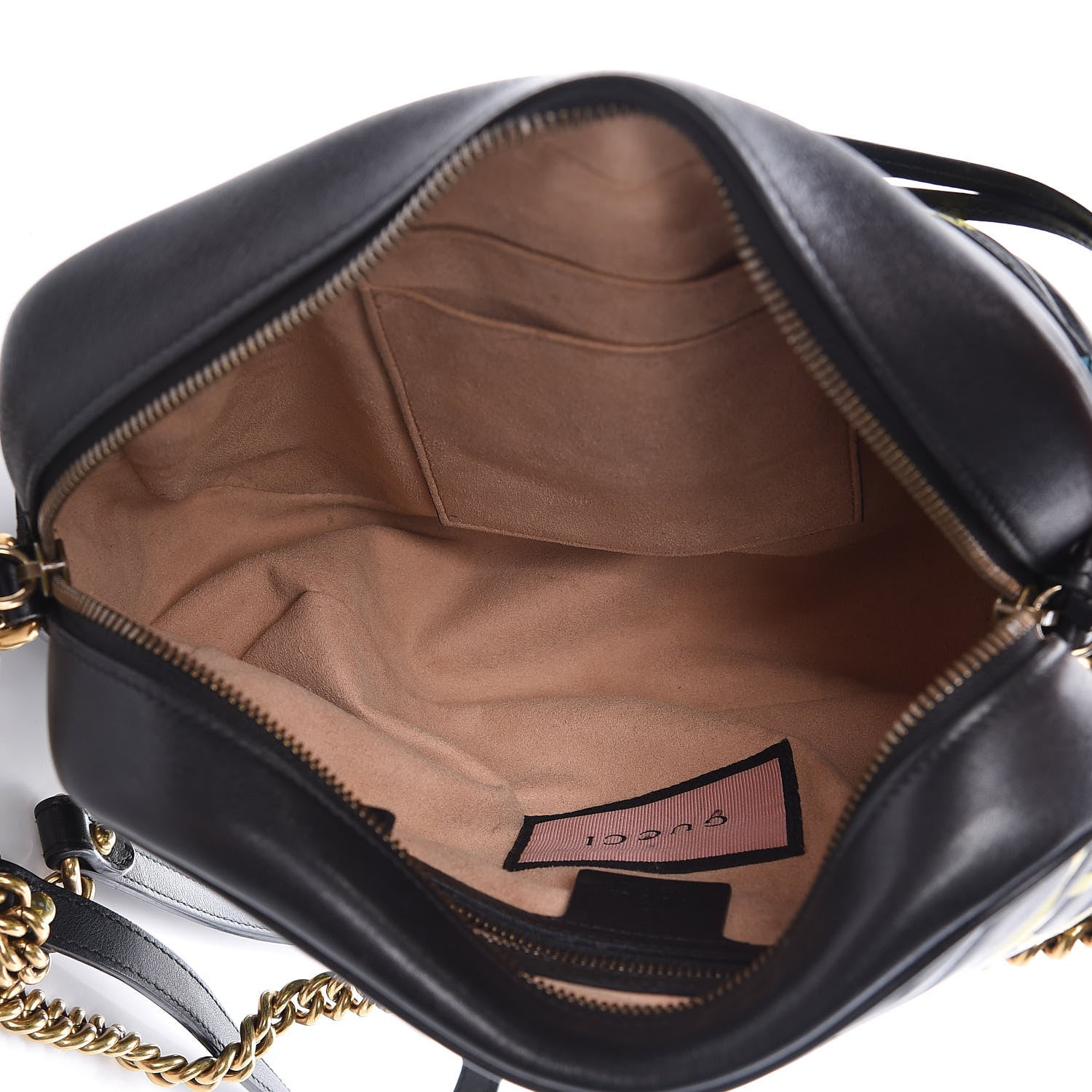 Gucci Calfskin Matelasse GucciGhost Medium GG Marmont Chain Shoulder Bag Black New Acquamarine 5 of 14
