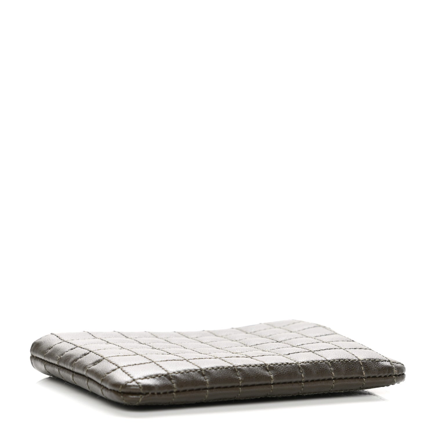 Celine Calfskin Quilted C Charm Coin Card Pouch Khaki 4 of 7