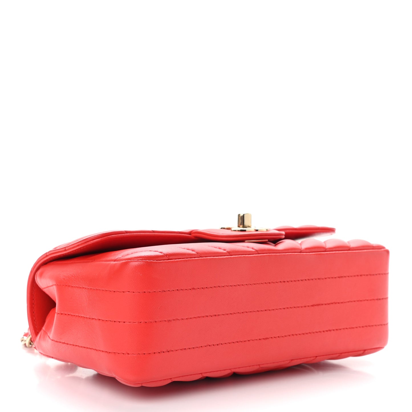 Lambskin Chevron Quilted Mini Rectangular Flap Red