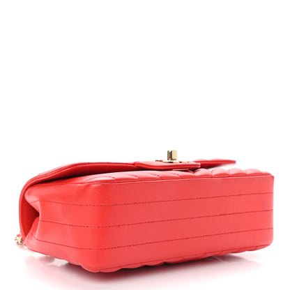 Chanel Lambskin Chevron Quilted Mini Rectangular Flap Red 4 of 9