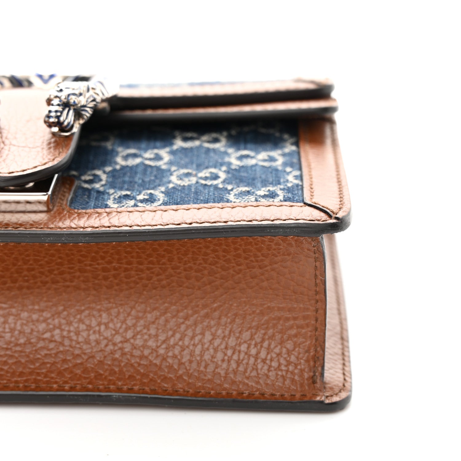 Gucci New Denim GG Monogram Dollar Calfskin Enamel Mini Dionysus Shoulder Bag Blue Tea Cuir Epilog Electric Blue 12 of 12