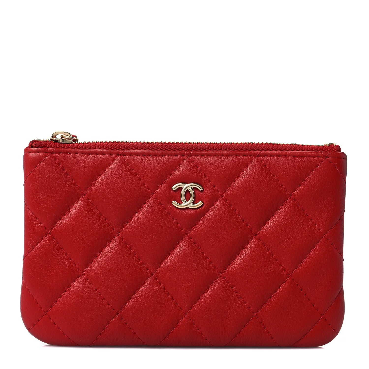 Chanel Lambskin Quilted Small Cosmetic Case Red 1 of 9