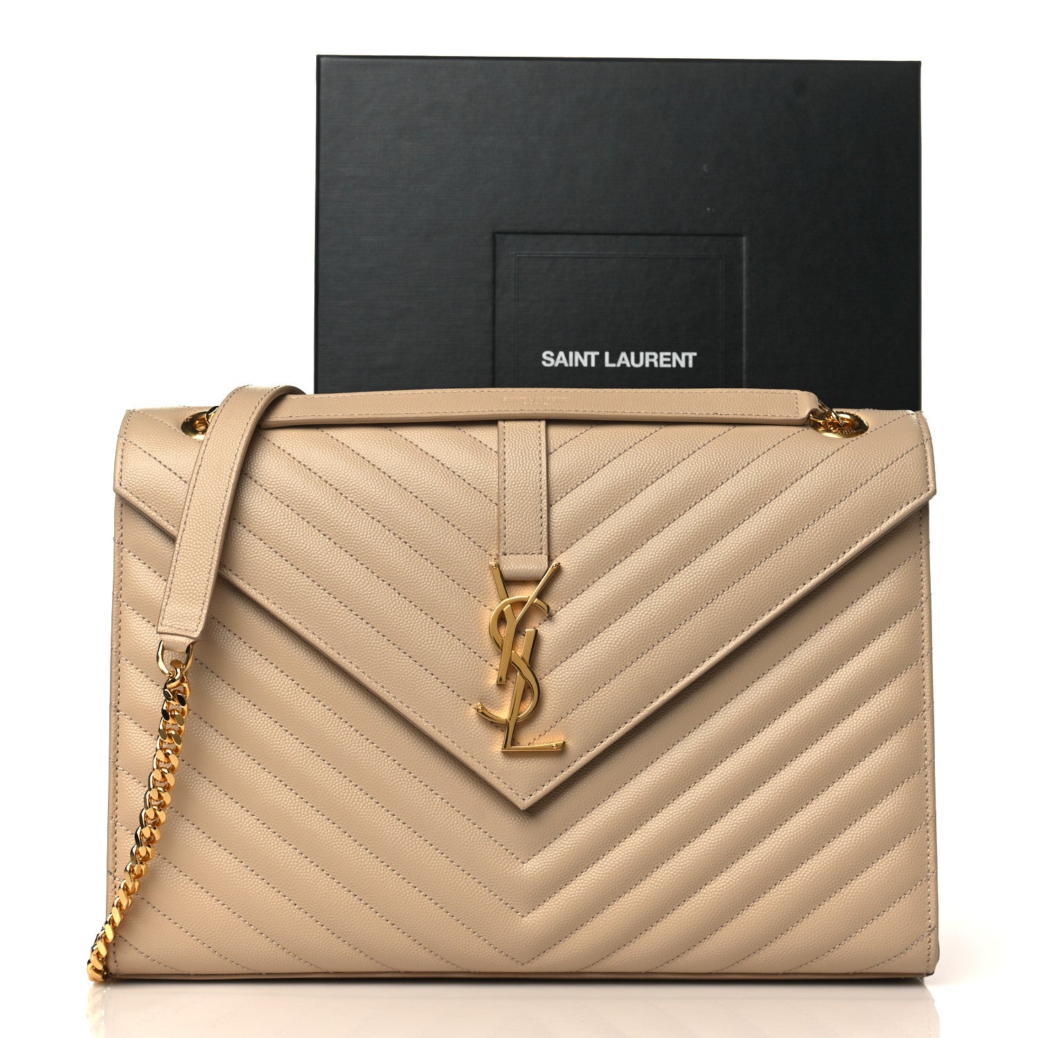 Saint Laurent Grain De Poudre Matelasse Large Monogram Satchel Nude Powder 10 of 10