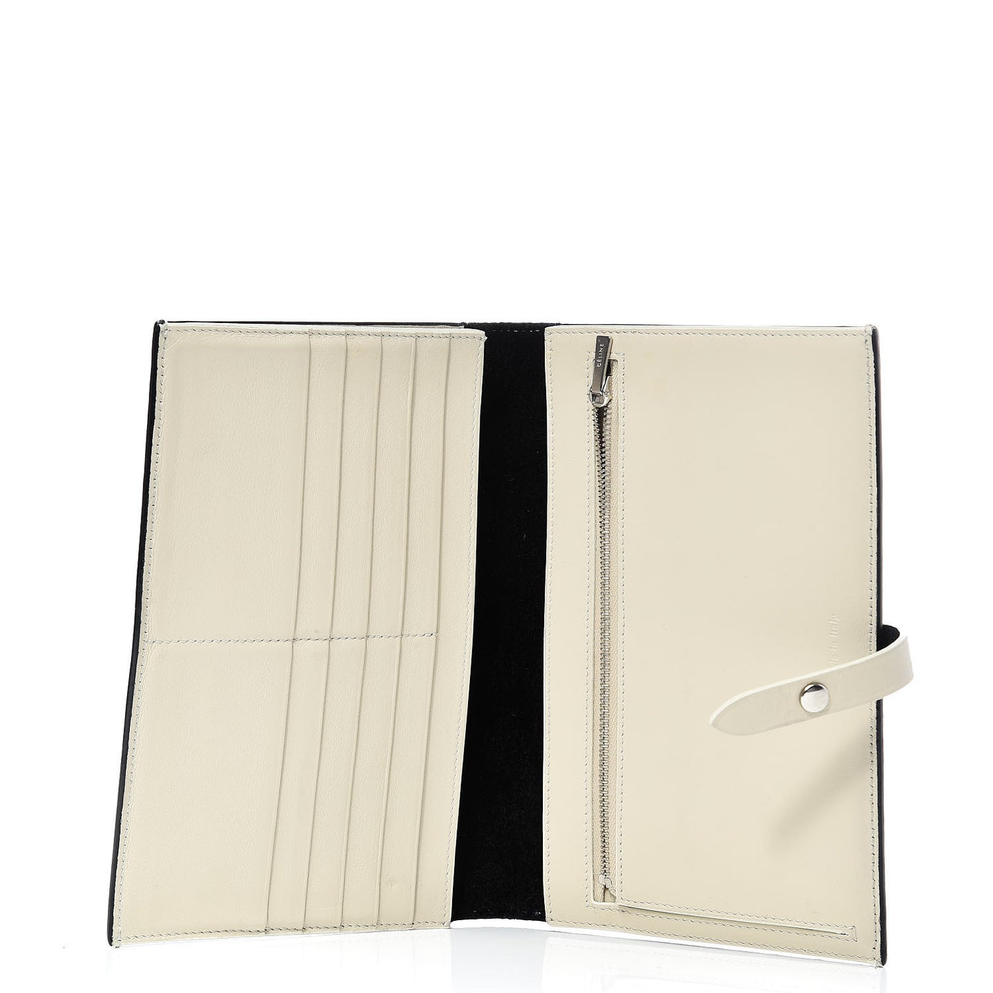 Grained Calfskin Large Multifunction Strap Wallet Black Chalk