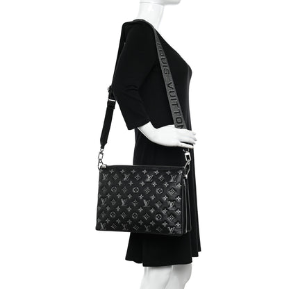Louis Vuitton Lambskin Embossed Monogram Coussin MM Black Gray 2 of 9