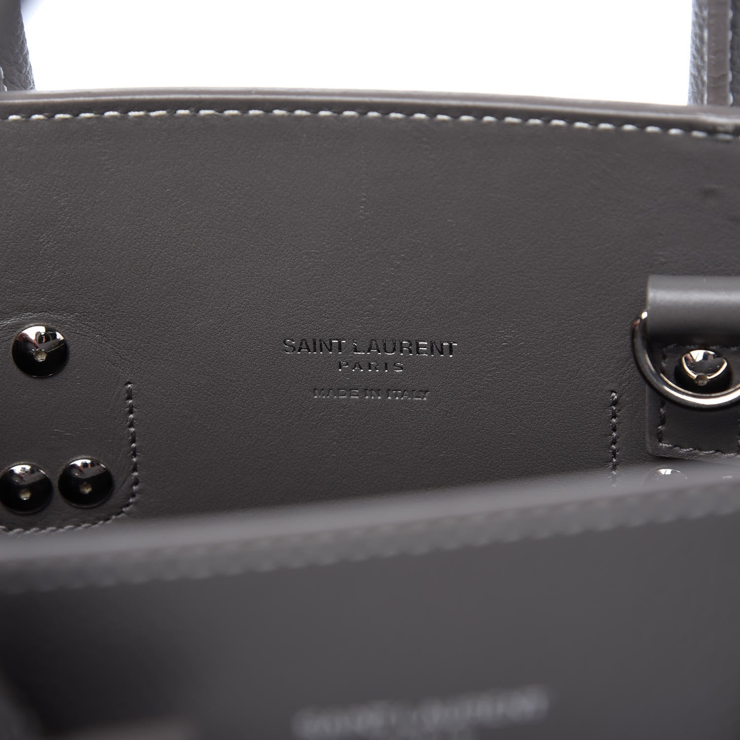 Saint Laurent Grained Calfskin Topstich Baby Sac De Jour Fog 8 of 10