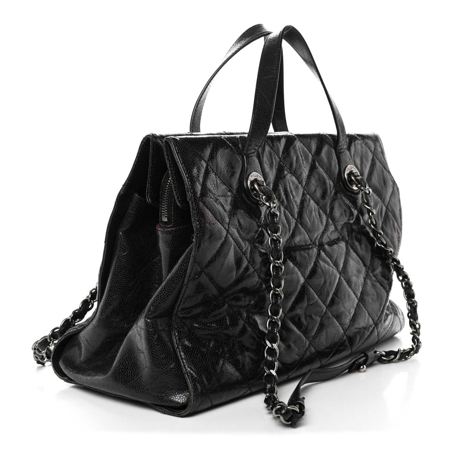 Chanel Crumpled Grained Calfskin Quilted CC Crave Tote Black 3 of 14