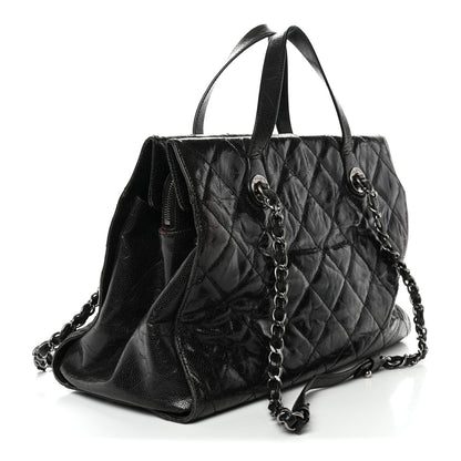 Chanel Crumpled Grained Calfskin Quilted CC Crave Tote Black 3 of 14