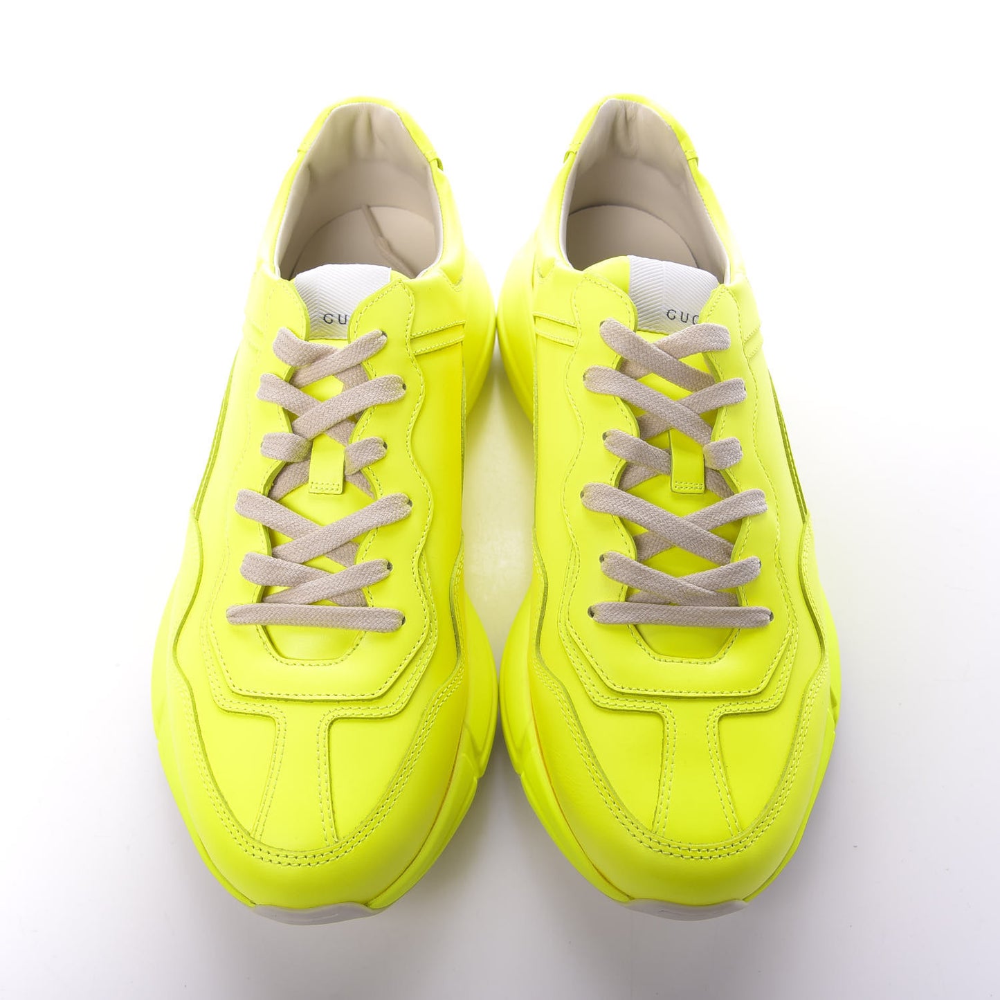 Calfskin Mens Rhyton Sneakers 9 Yellow Fluo