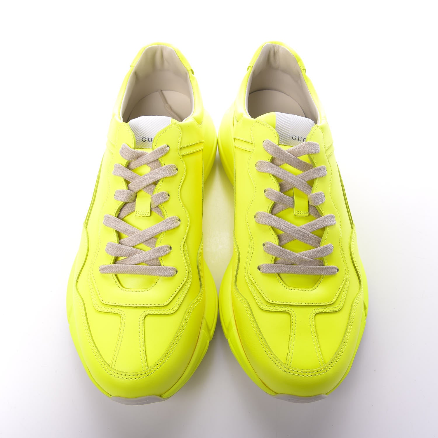 Gucci Calfskin Mens Rhyton Sneakers 9 Yellow Fluo 5 of 10