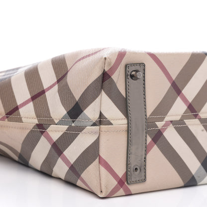Burberry Metallic Calfskin Nova Check Shopper Tote Pewter 8 of 23