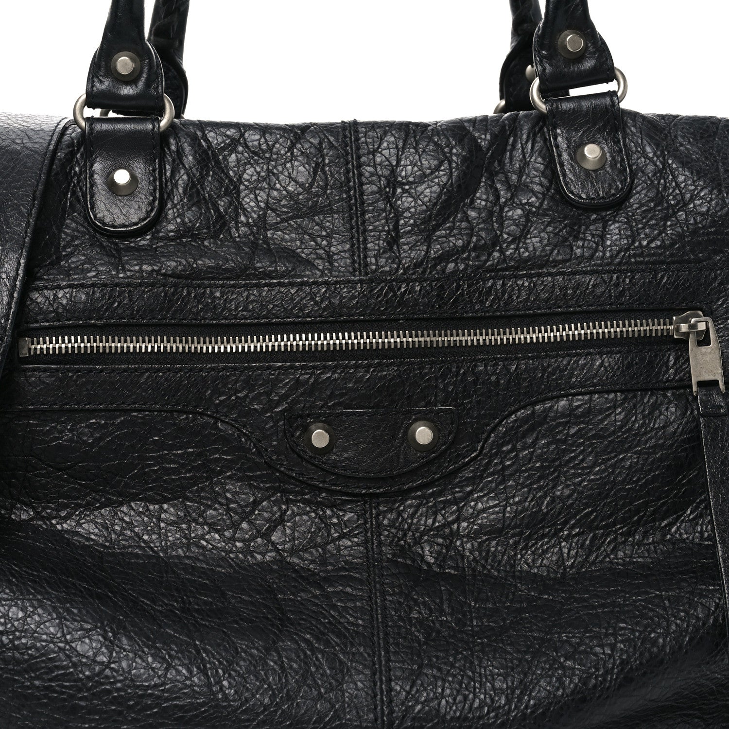Balenciaga Agneau Classic Silver Hardware Weekender Black 8 of 12