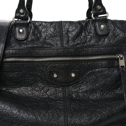 Balenciaga Agneau Classic Silver Hardware Weekender Black 8 of 12