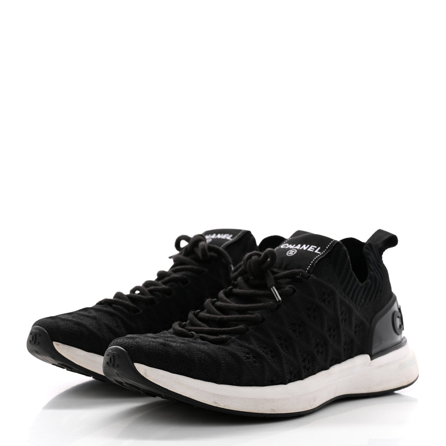 Chanel Fabric Logo Sneakers 36.5 Black 3 of 9