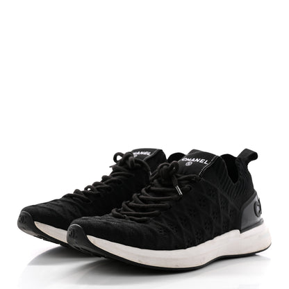 Chanel Fabric Logo Sneakers 36.5 Black 3 of 9
