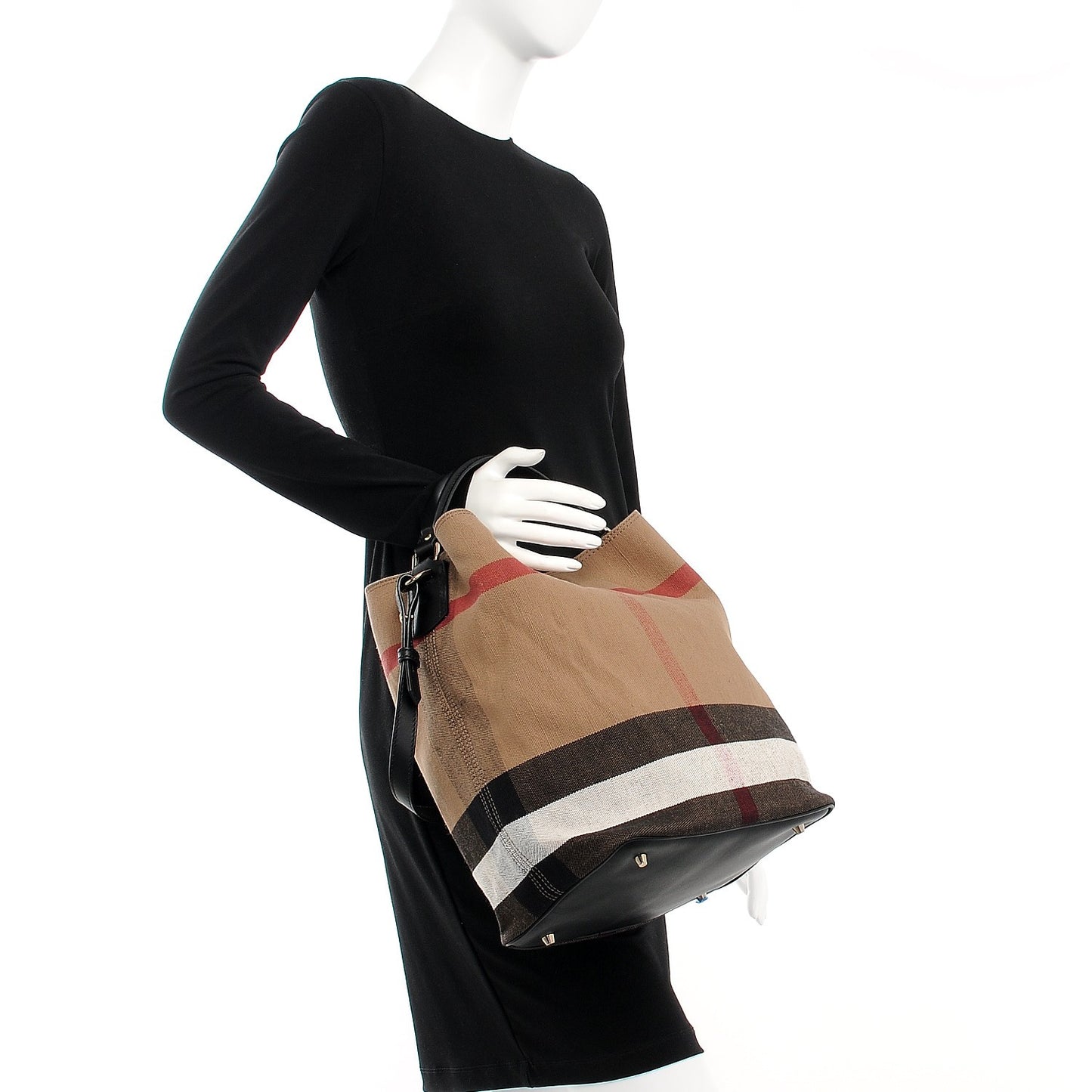 Canvas Mega Check Medium Ashby Hobo Black