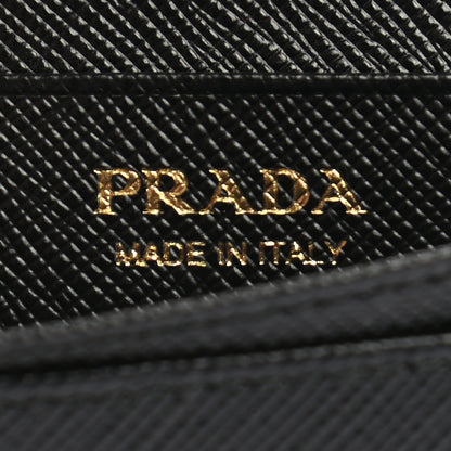 Prada Saffiano Metal Bi-Fold Card Holder Wallet Black 6 of 8