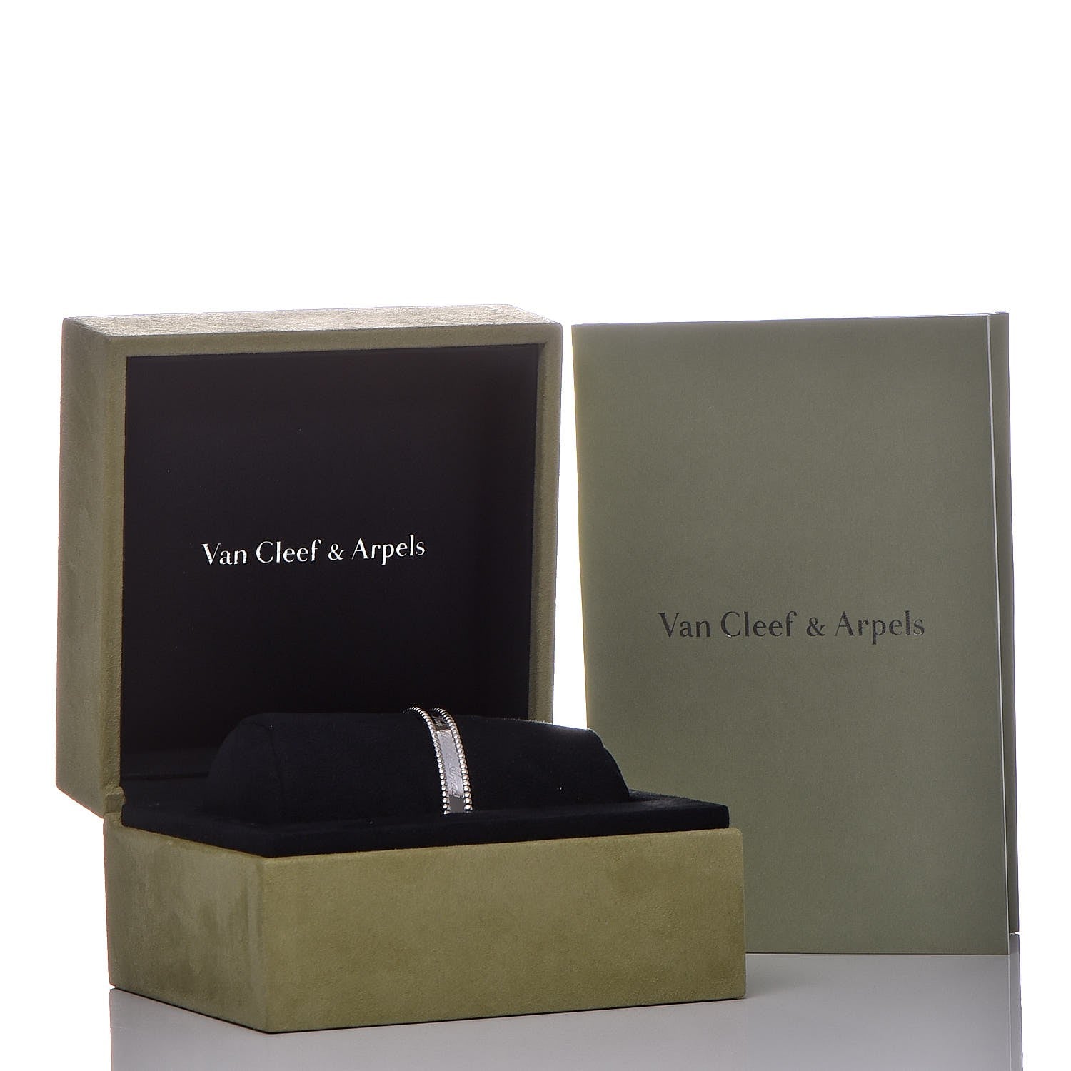 Van Cleef & Arpels 18K White Gold Perlee Signature Bangle Bracelet M 8 of 8