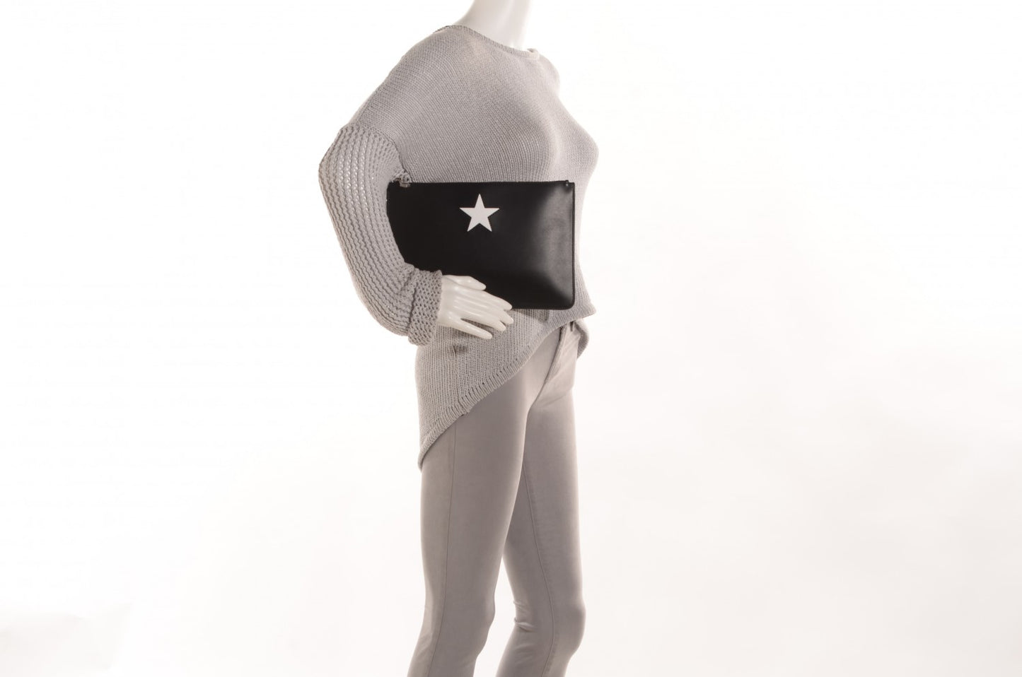 Smooth Calfskin Star Small Zip Pouch Black
