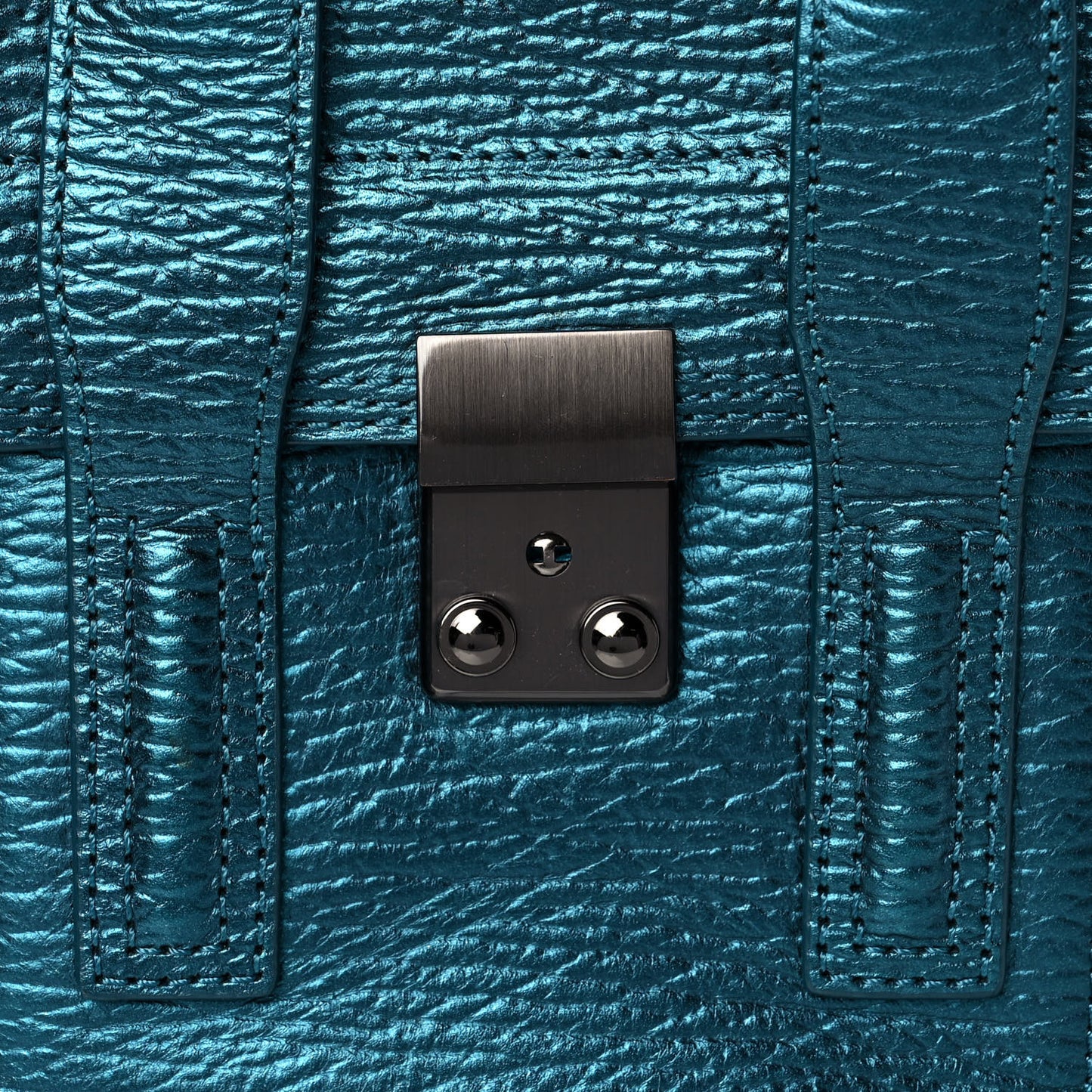 Metallic Textured Calfskin Mini Pashli Satchel Turquoise