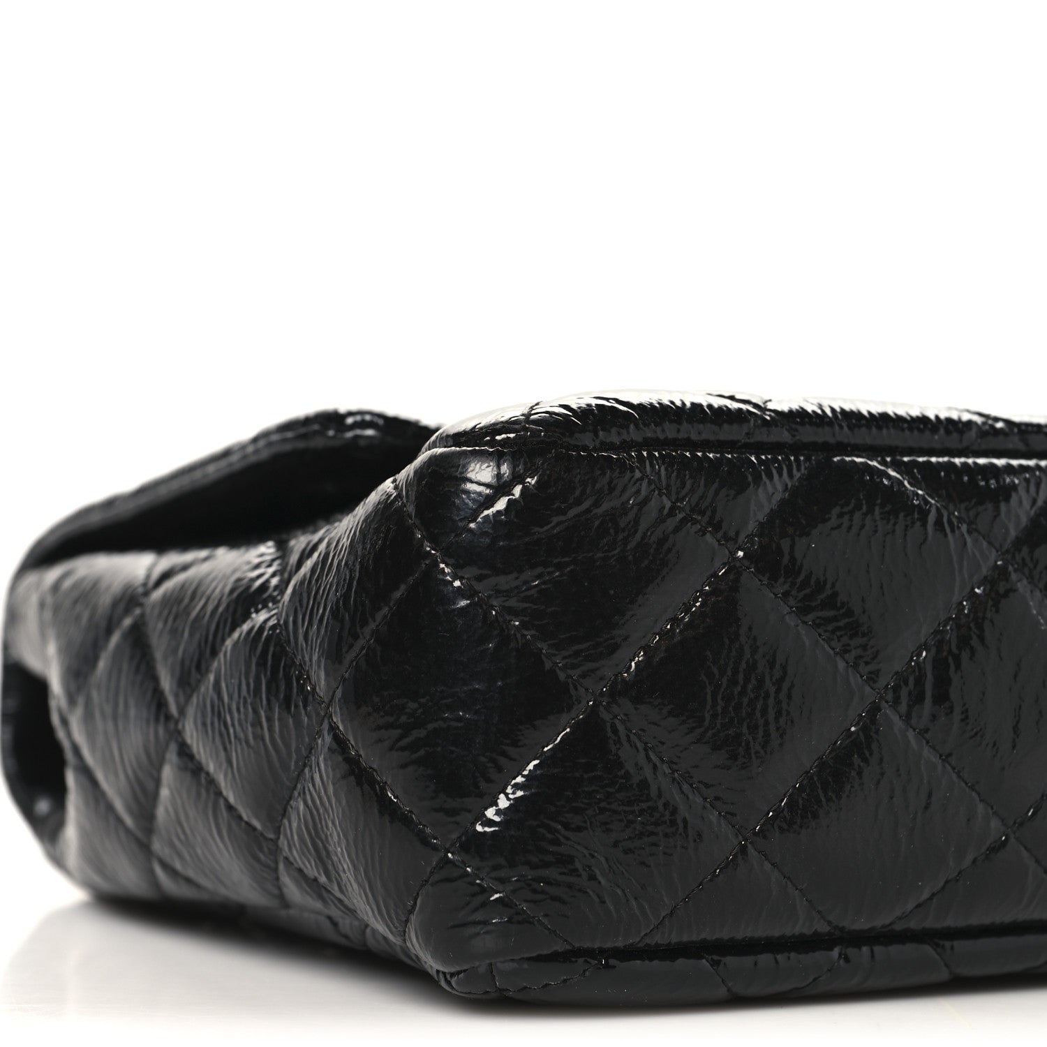 Chanel Crinkled Patent Quilted Jumbo Single Flap Black 9 of 11