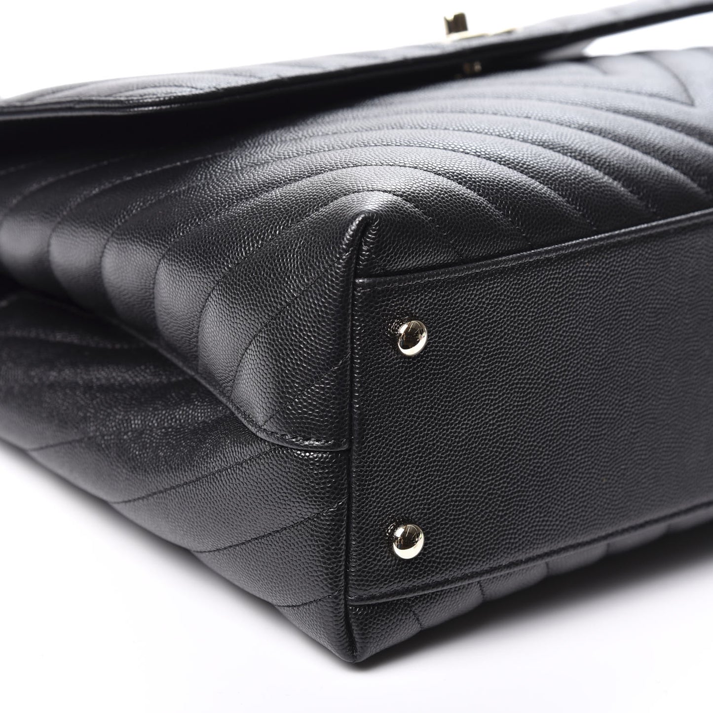 Caviar Lizard Embossed Chevron Quilted Medium Coco Handle Flap Black