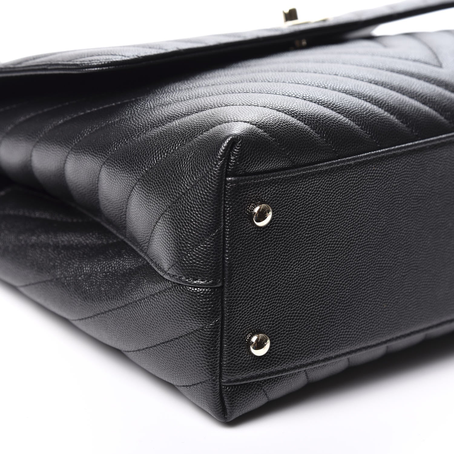 Chanel Caviar Lizard Embossed Chevron Quilted Medium Coco Handle Flap Black 5 of 9