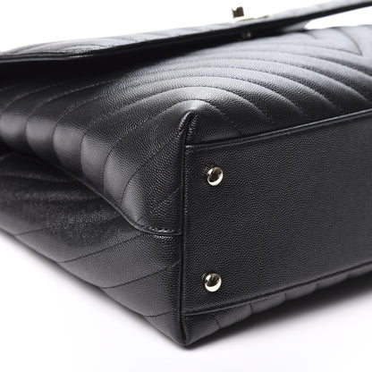 Chanel Caviar Lizard Embossed Chevron Quilted Medium Coco Handle Flap Black 5 of 9