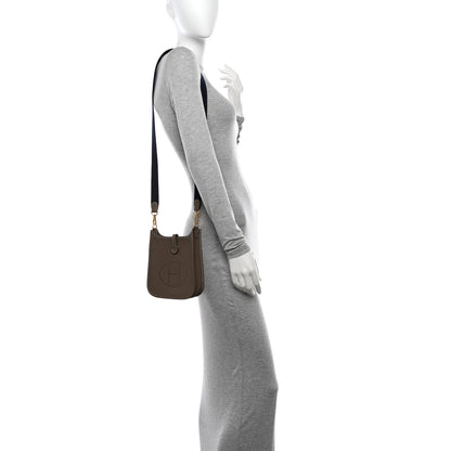 Hermes Taurillon Clemence Amazone Evelyne TPM Etoupe Bleu Indigo 2 of 12