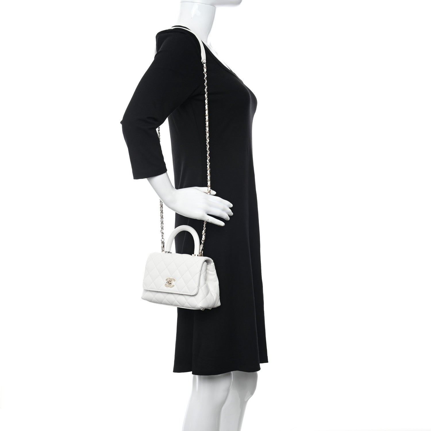 Chanel Caviar Quilted Extra Mini Coco Handle Flap White 2 of 14