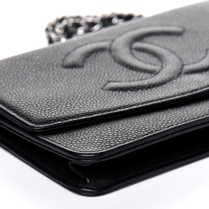 Chanel Caviar Timeless CC Wallet On Chain WOC Black 10 of 13