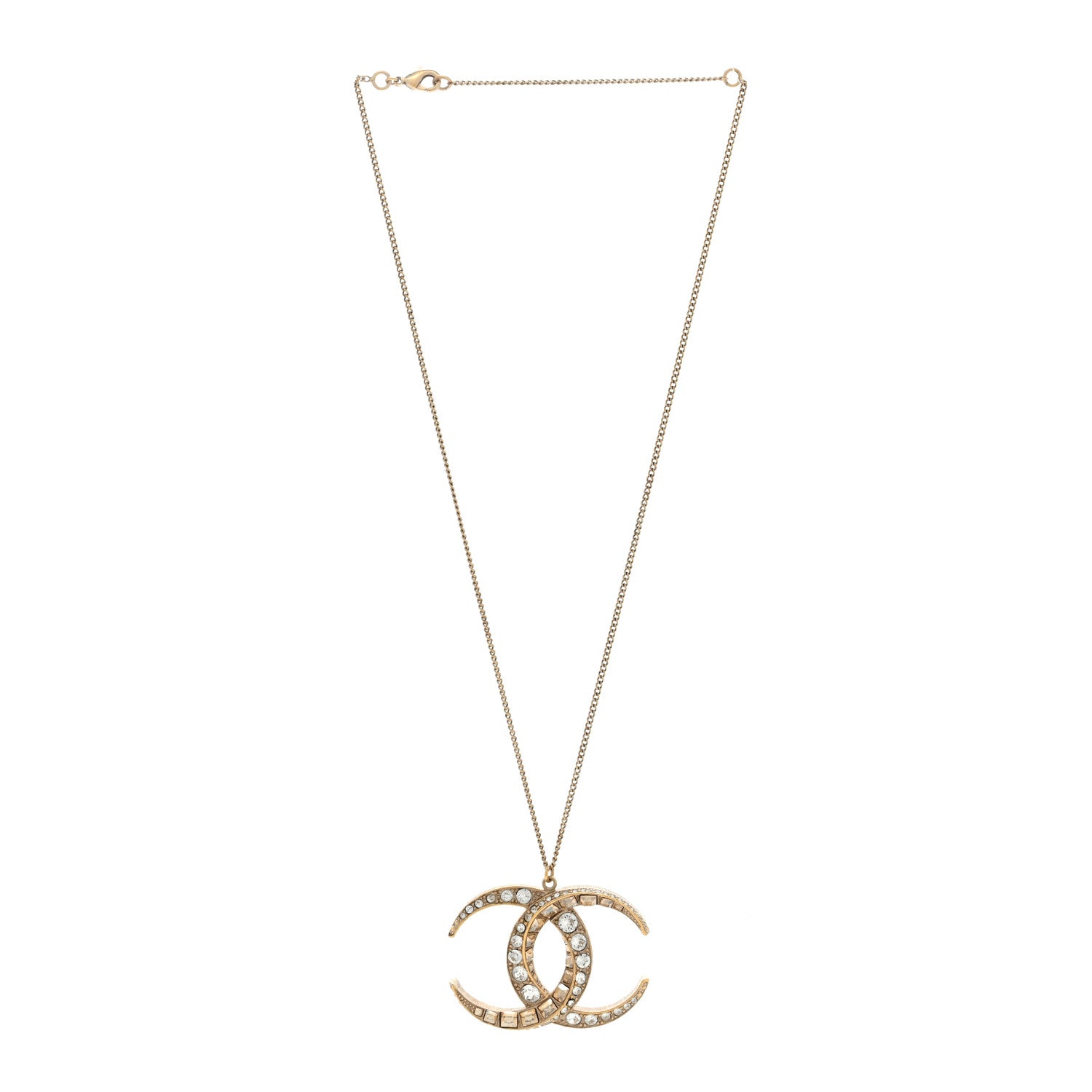 Chanel Baguette Crystal Moon CC Necklace Gold 2 of 4