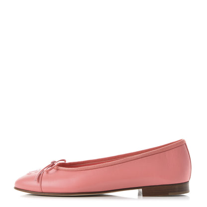 Chanel Goatskin Cap Toe CC Ballerina Flats 38 Pink 1 of 10