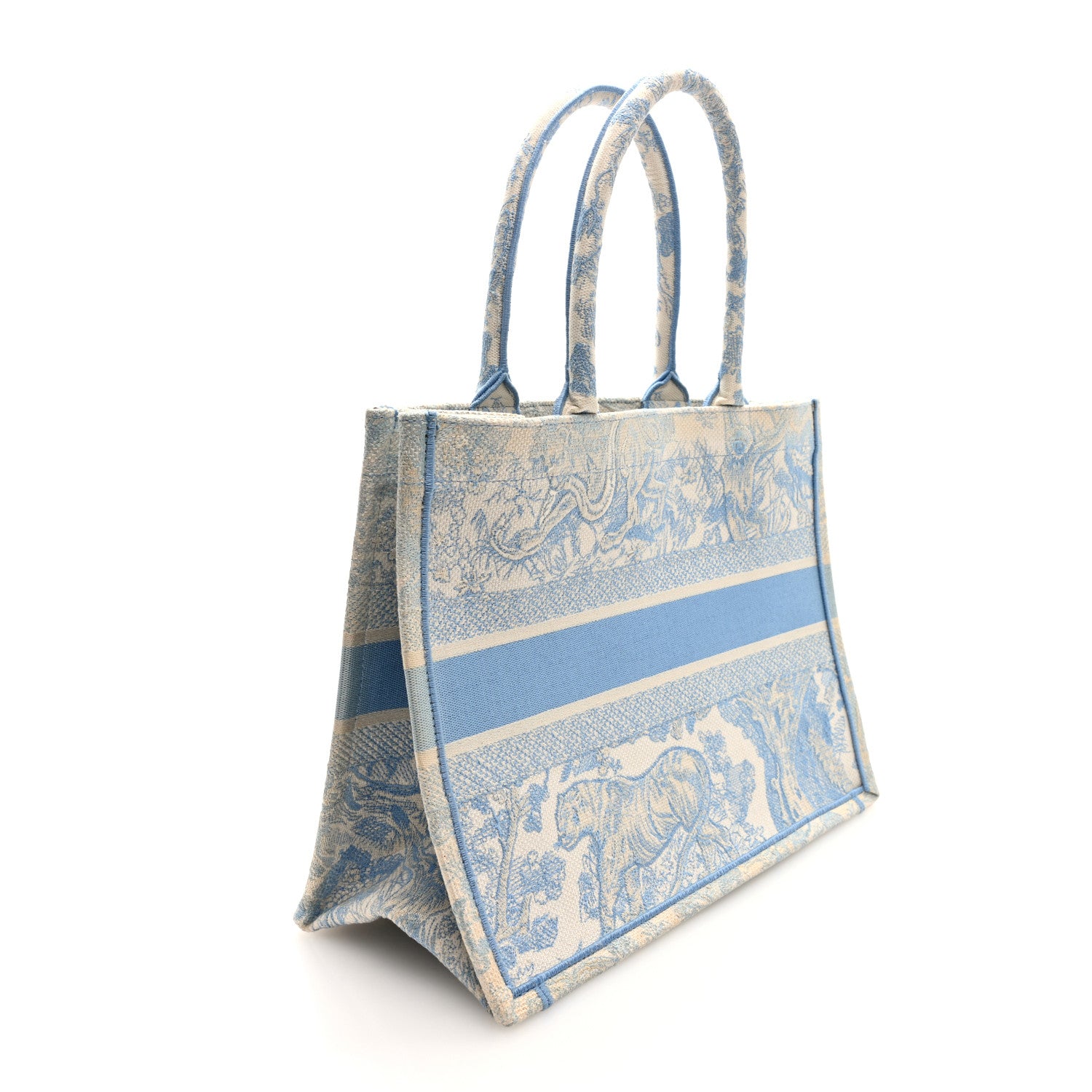 Christian Dior Canvas Embroidered Medium Dioriviera Toile De Jouy Book Tote Light Blue 3 of 9