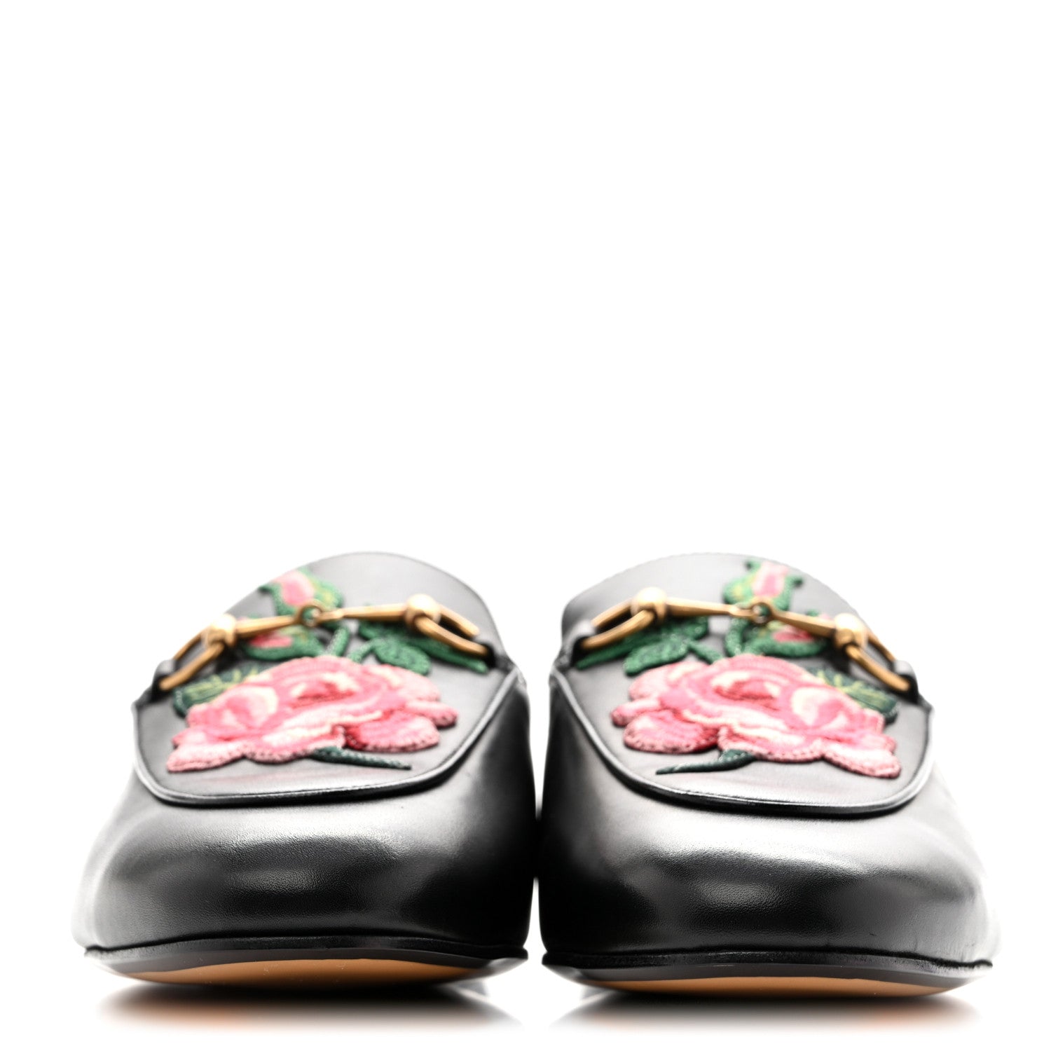Gucci Calfskin Flower Embroidered Princetown Slippers 38 Black 3 of 11