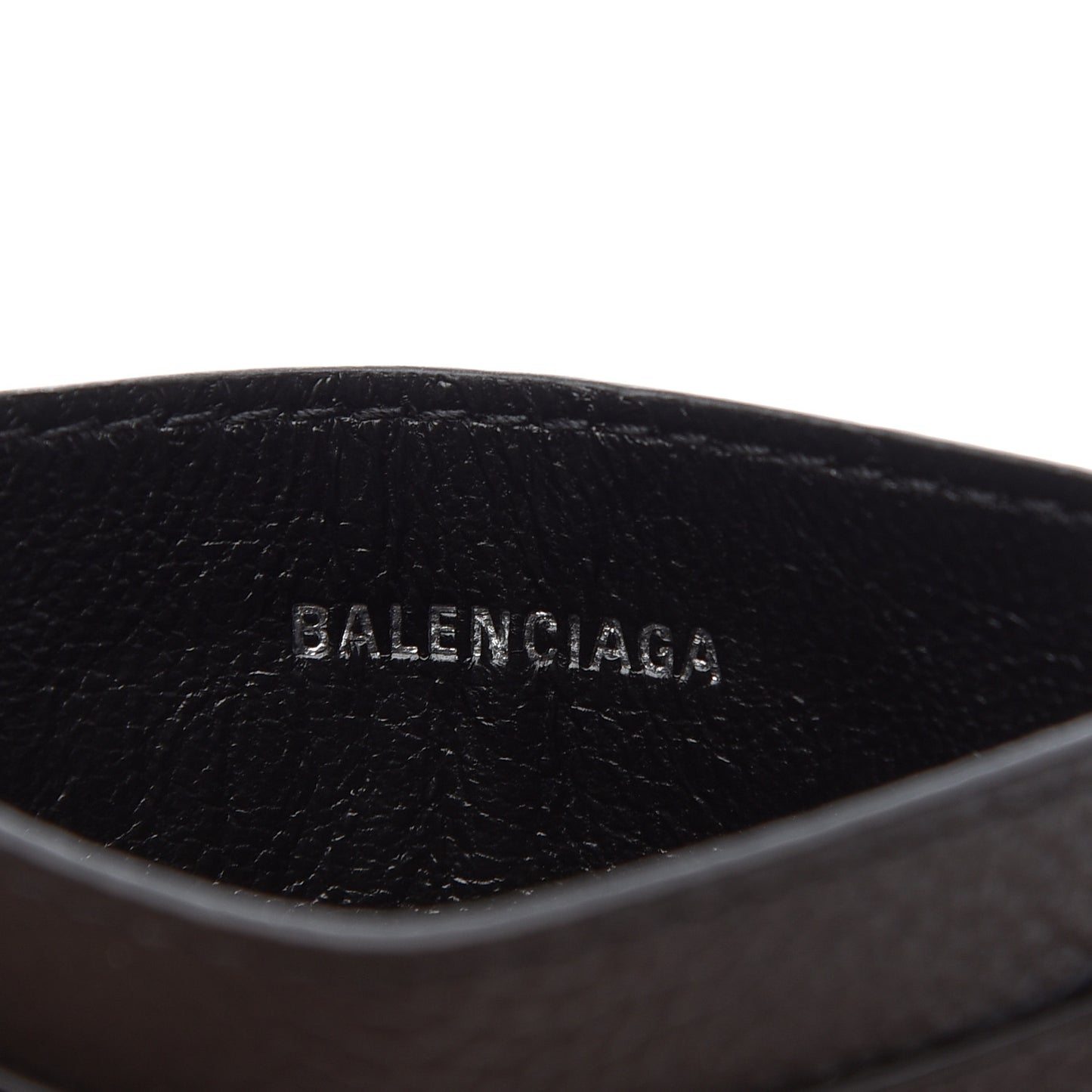 Grained Calfskin Logo Cash Rounded Card Holder Black White