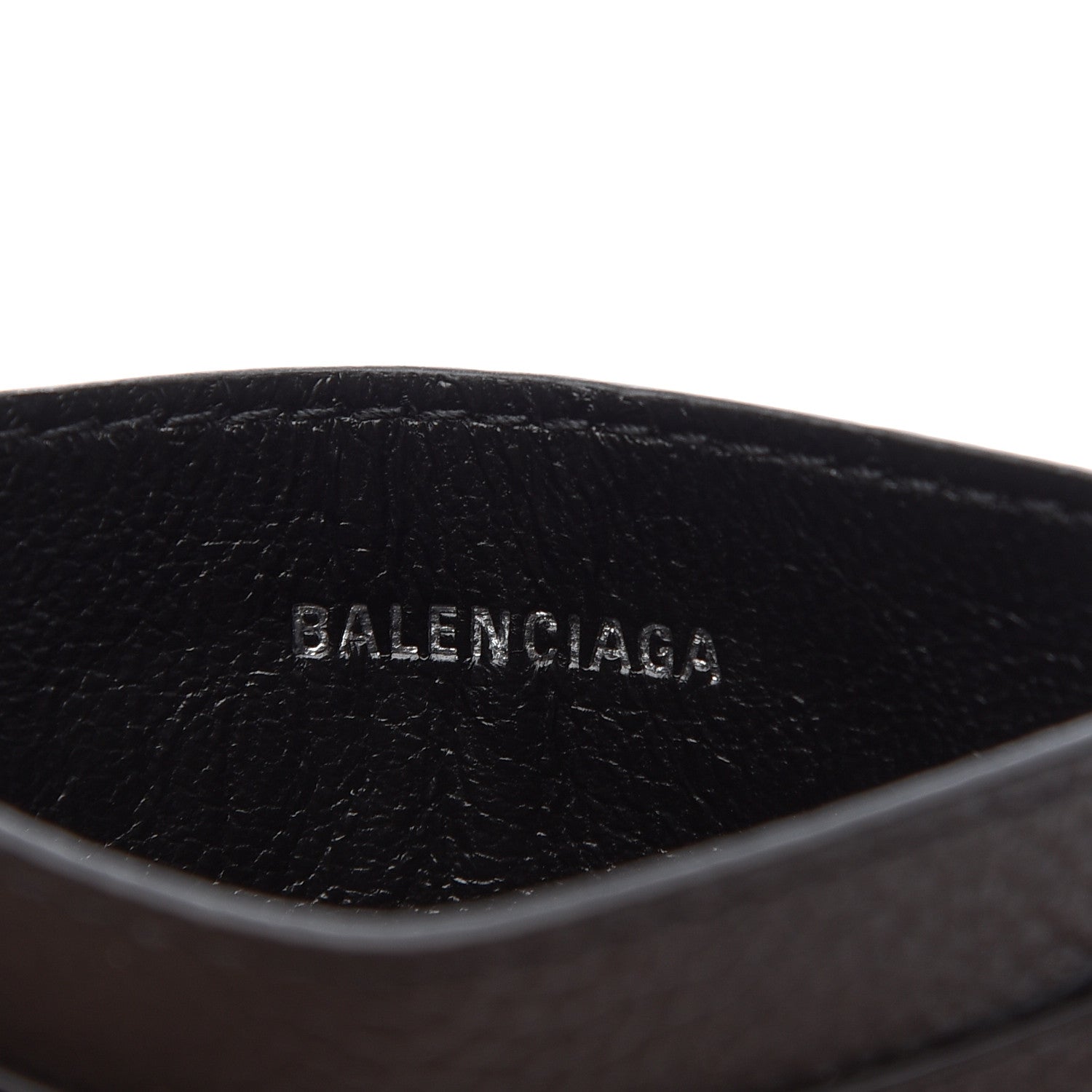 Balenciaga Grained Calfskin Logo Cash Rounded Card Holder Black White 6 of 8