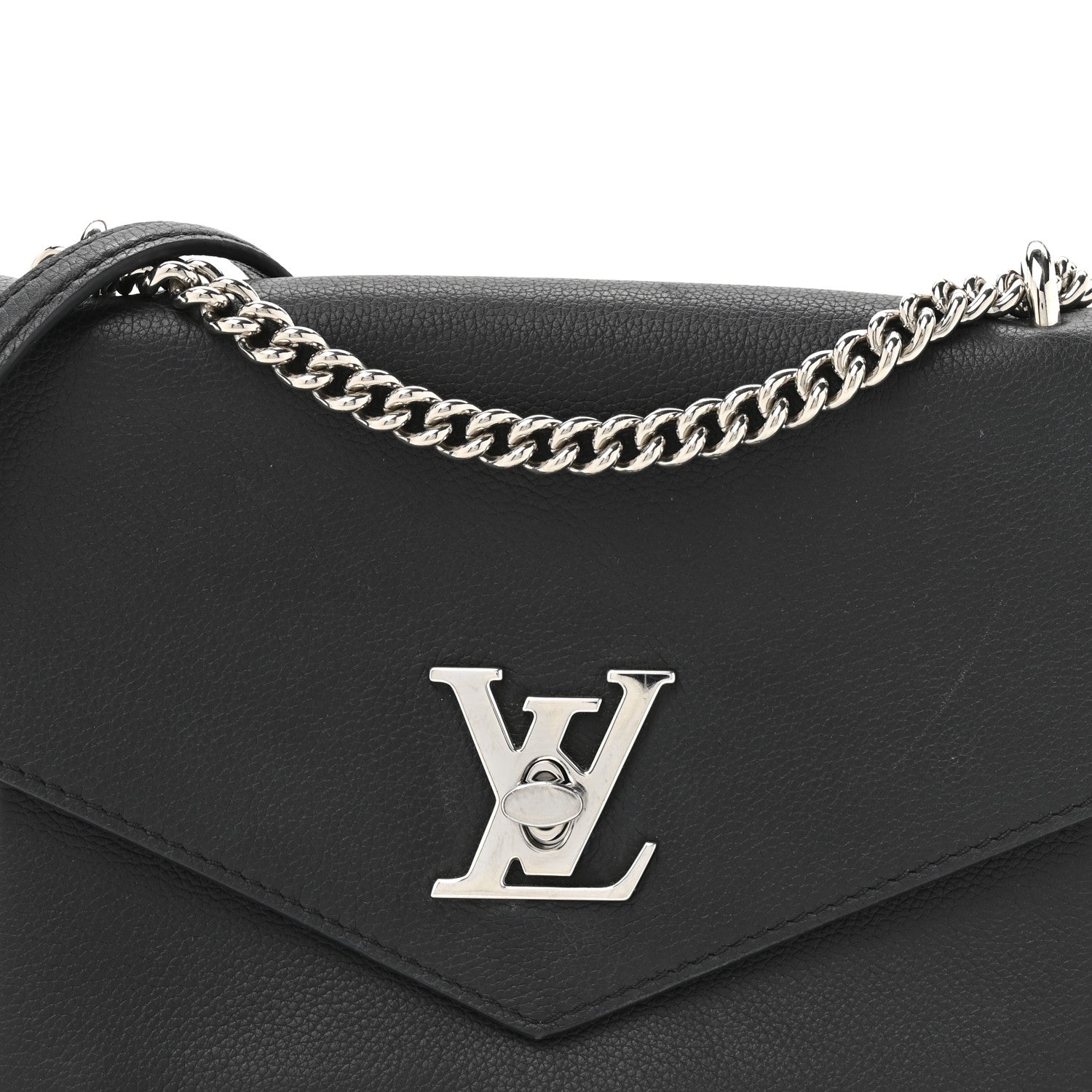 Louis Vuitton Soft Calfskin Mylockme Chain Bag BB Black 7 of 12