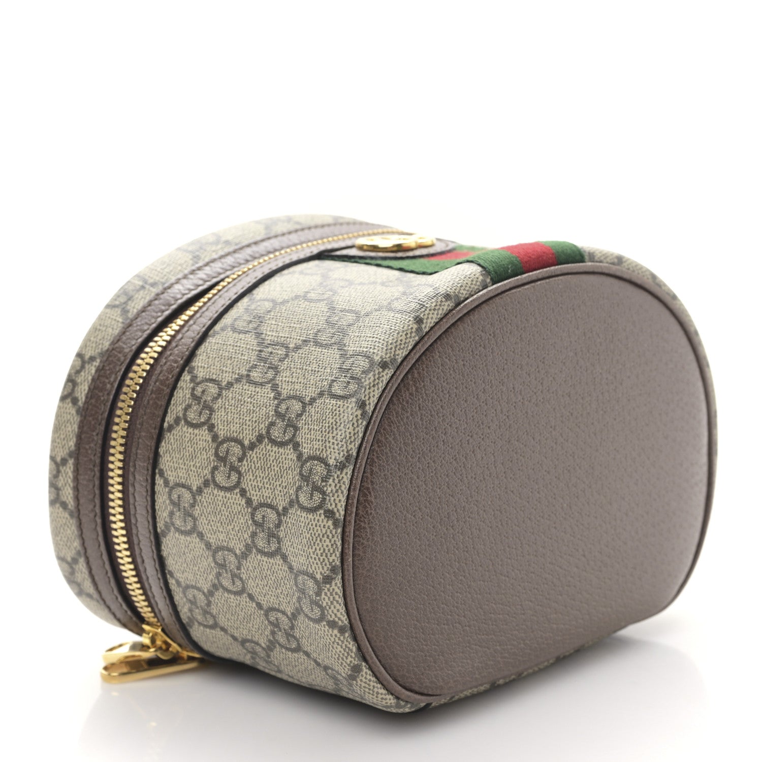 Gucci GG Supreme Monogram Textured Calfskin Web Ophidia Vanity Cosmetic Case Beige Ebony New Acero 4 of 9
