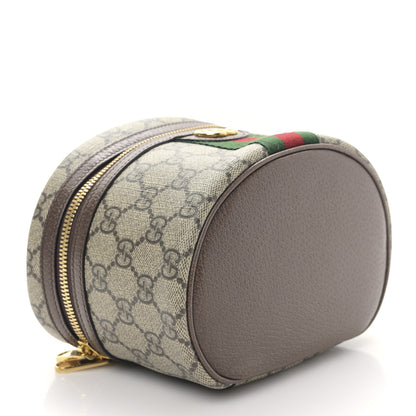 Gucci GG Supreme Monogram Textured Calfskin Web Ophidia Vanity Cosmetic Case Beige Ebony New Acero 4 of 9