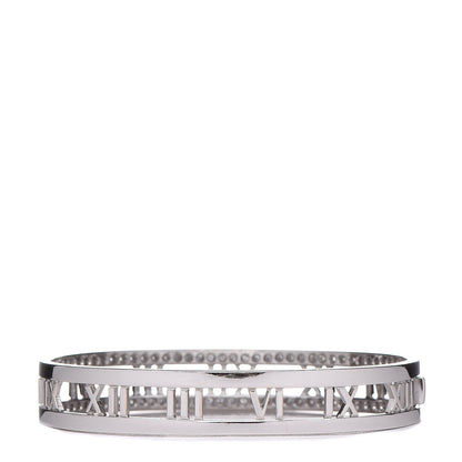 Tiffany 18K White Gold Diamond Atlas Open Hinged Bangle Bracelet 3 of 4